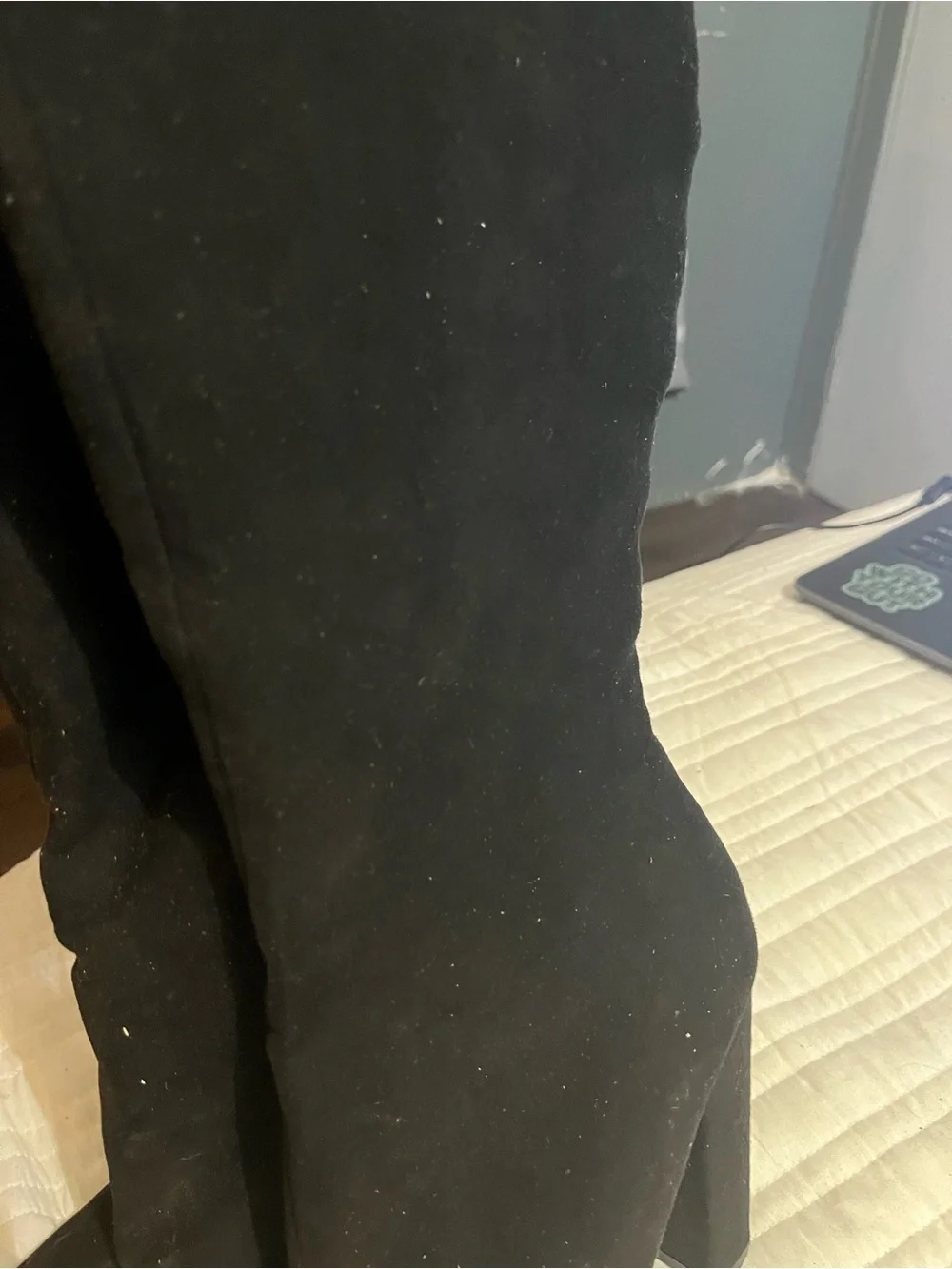 BAMBOO Black Over-the-Knee Block Heel Boots